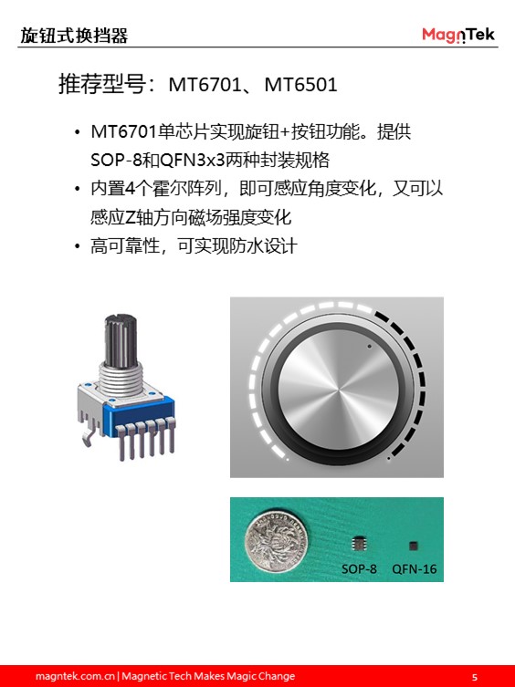 旋钮式汽车换挡器的霍尔传感器选型